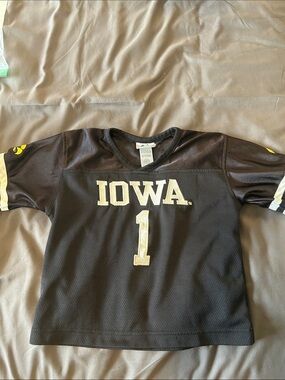 Iowa Kids' Black Football Jersey Top - Number 1